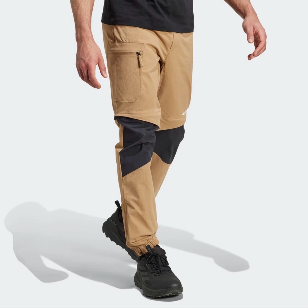 Adidas Terrex Utilitas Hiking Zip-Off Pants Mens Medium Beige Black JM7401